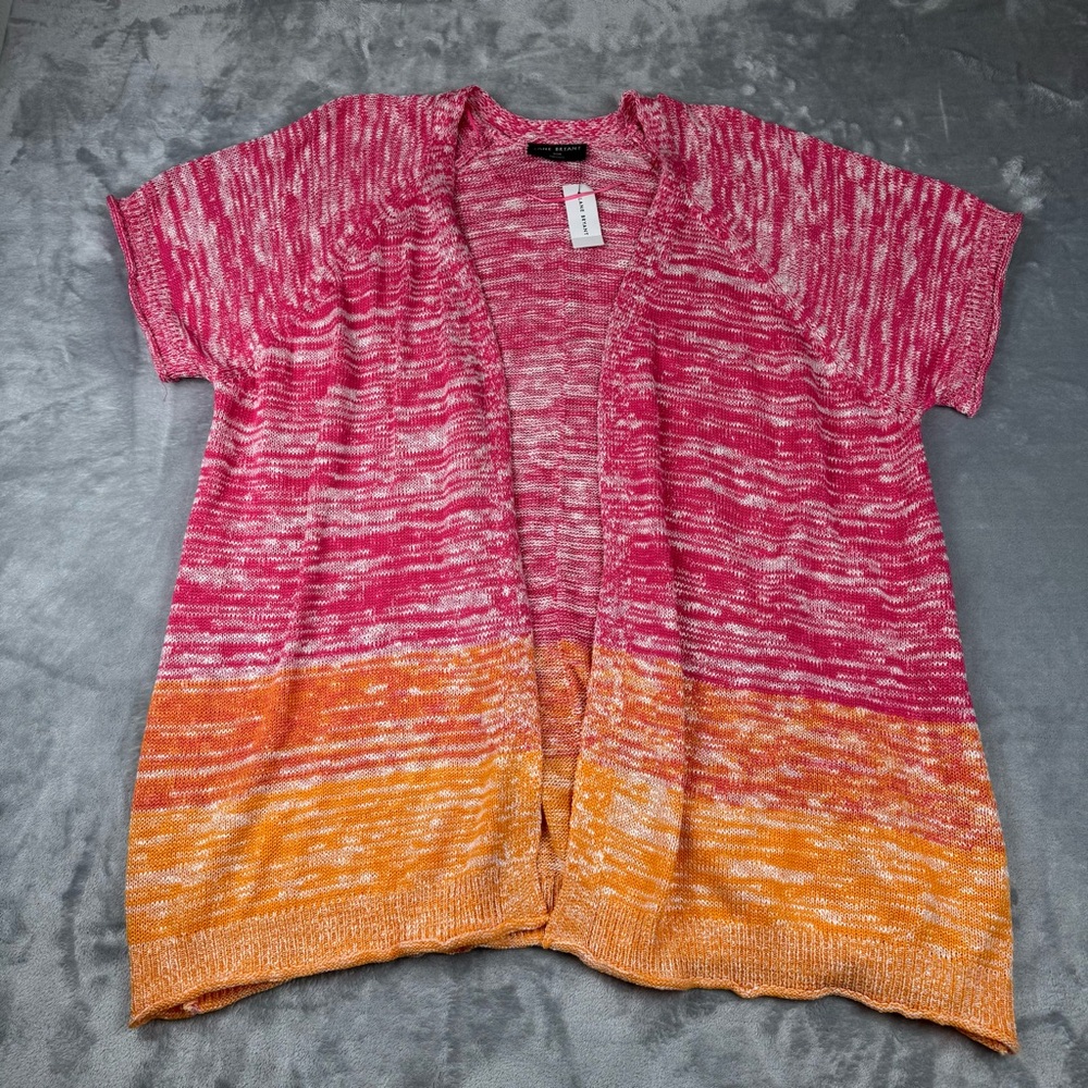 Lane Bryant Cardigan Sweater Womens Plus 26/28 Pink Short Sleeve Open Front New